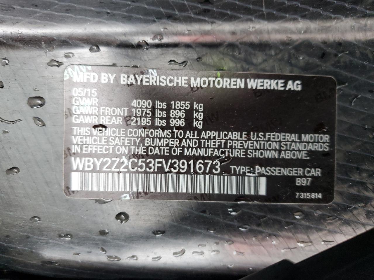 Photo 11 VIN: WBY2Z2C53FV391673 - BMW I3 