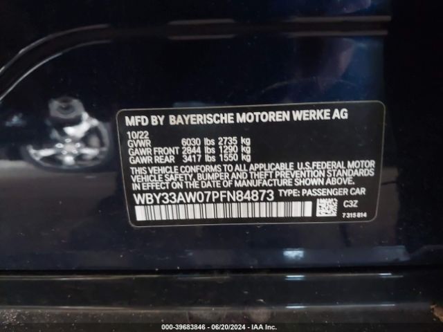 Photo 8 VIN: WBY33AW07PFN84873 - BMW I4 