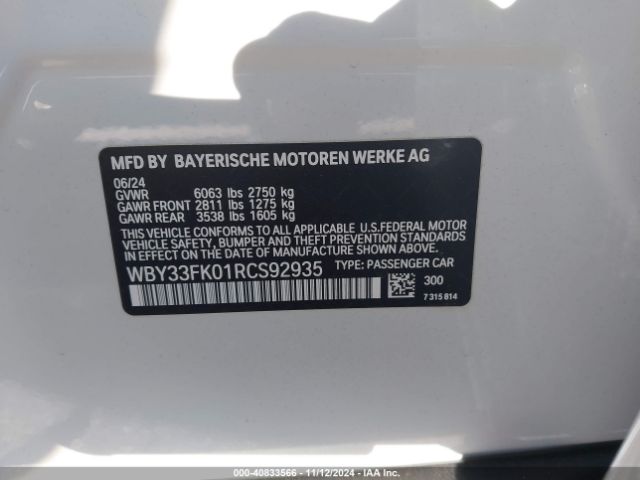 Photo 8 VIN: WBY33FK01RCS92935 - BMW I5 