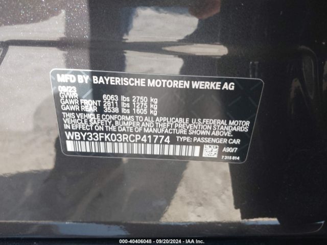 Photo 8 VIN: WBY33FK03RCP41774 - BMW I5 