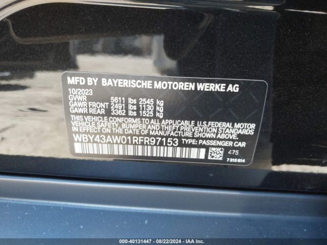 Photo 8 VIN: WBY43AW01RFR97153 - BMW I4 