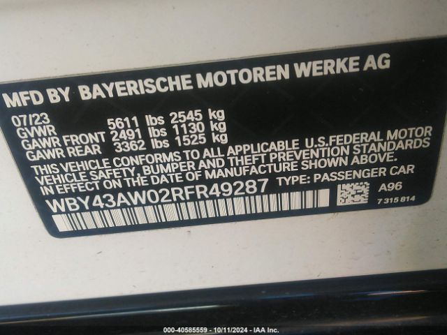 Photo 8 VIN: WBY43AW02RFR49287 - BMW I4 