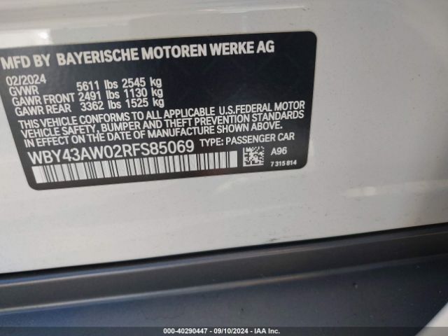 Photo 8 VIN: WBY43AW02RFS85069 - BMW I4 