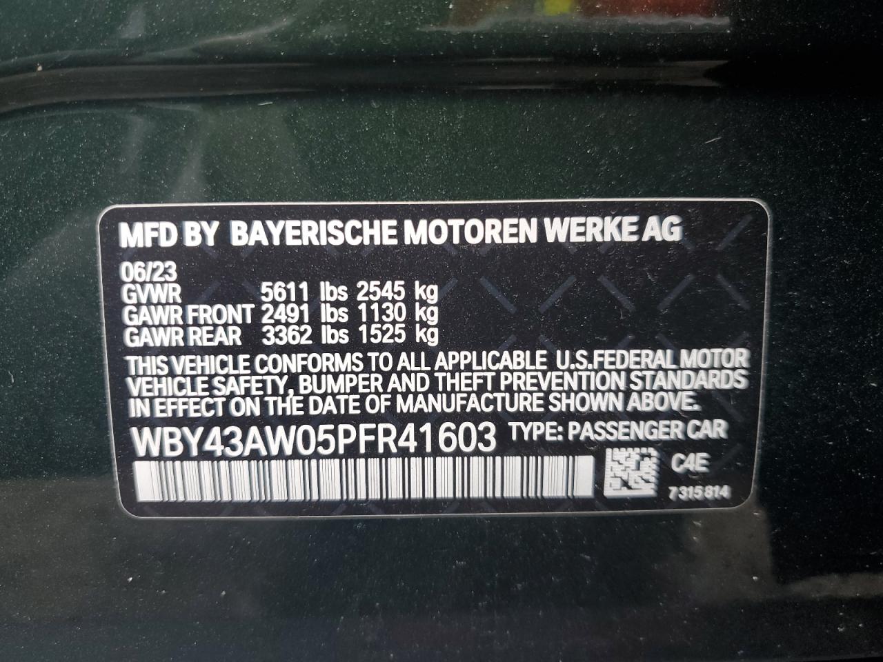 Photo 11 VIN: WBY43AW05PFR41603 - BMW I4 