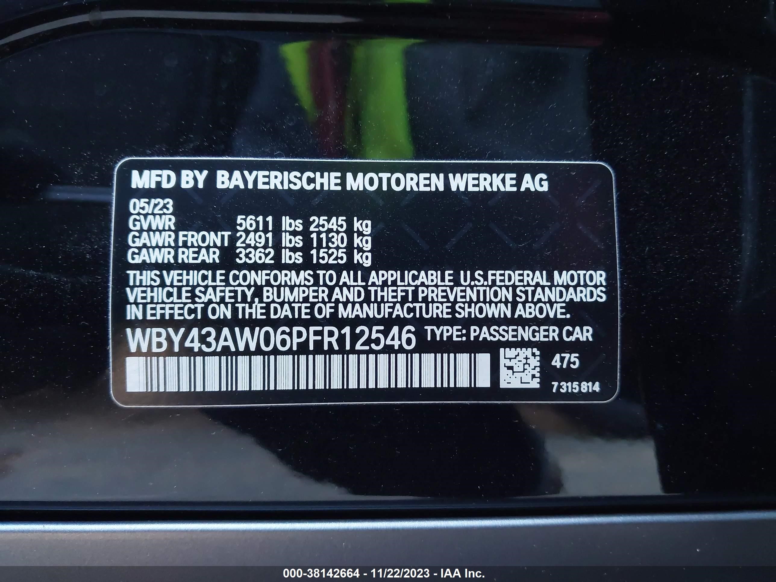 Photo 7 VIN: WBY43AW06PFR12546 - BMW I4 EDRIVE 