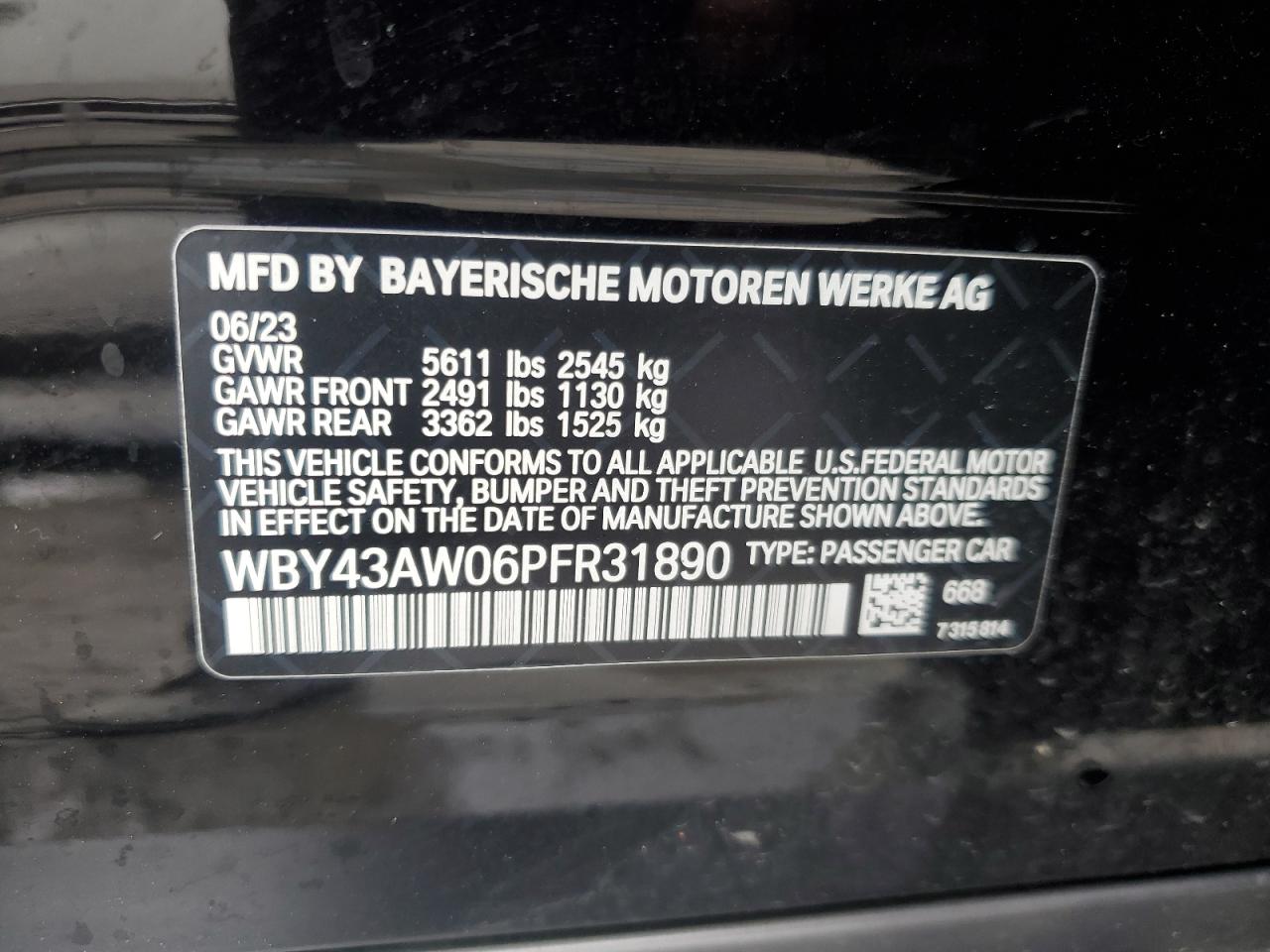 Photo 11 VIN: WBY43AW06PFR31890 - BMW I4 