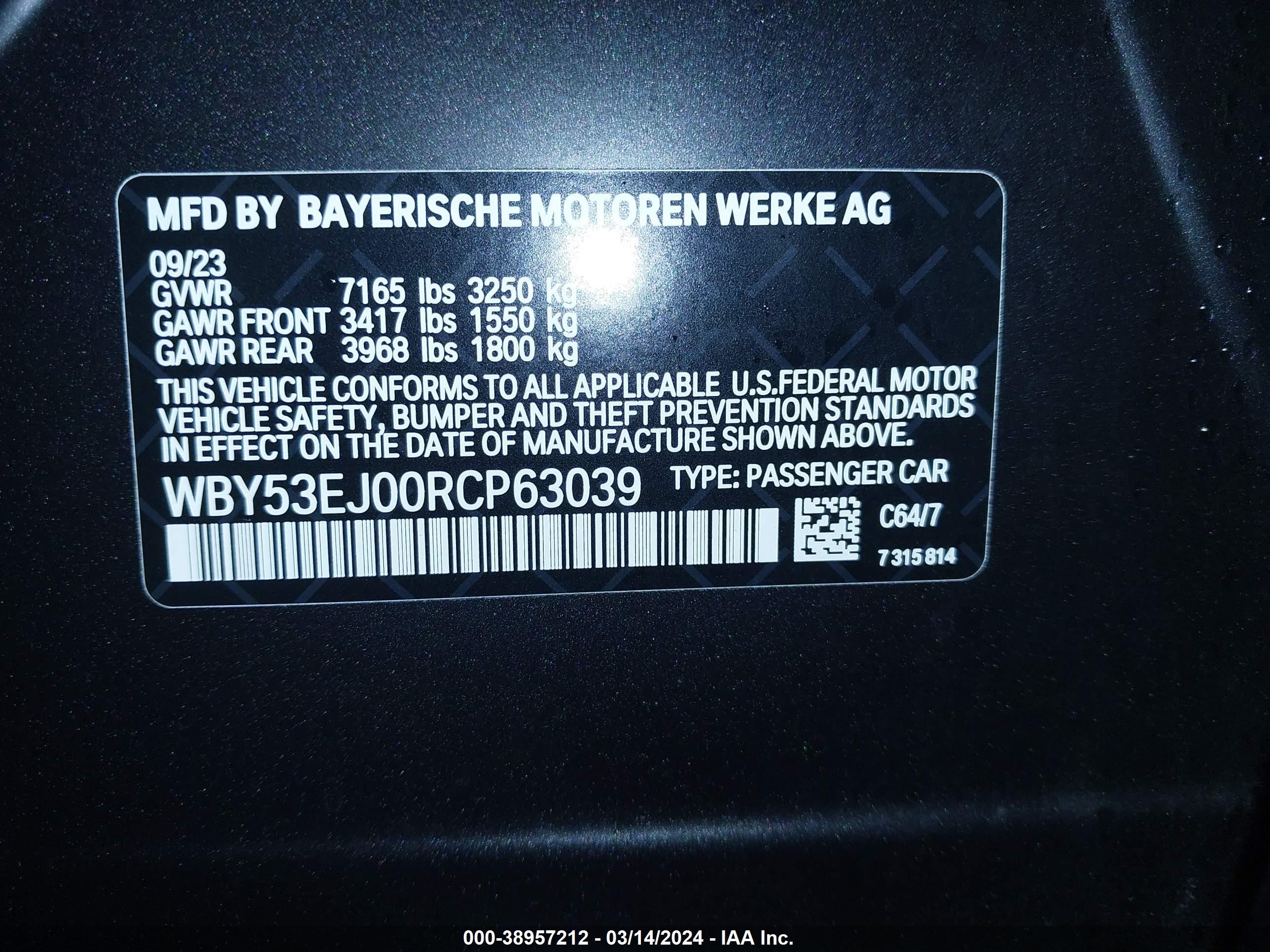 Photo 8 VIN: WBY53EJ00RCP63039 - BMW I7 