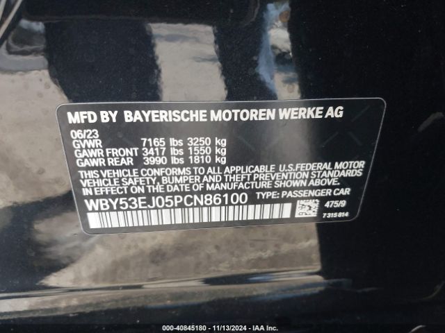 Photo 8 VIN: WBY53EJ05PCN86100 - BMW I7 