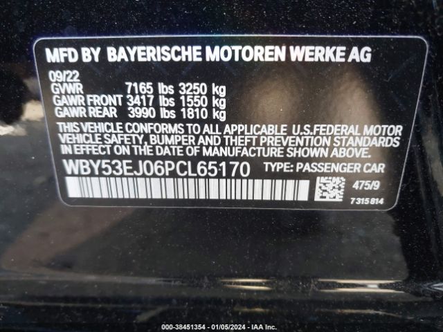 Photo 8 VIN: WBY53EJ06PCL65170 - BMW I7 