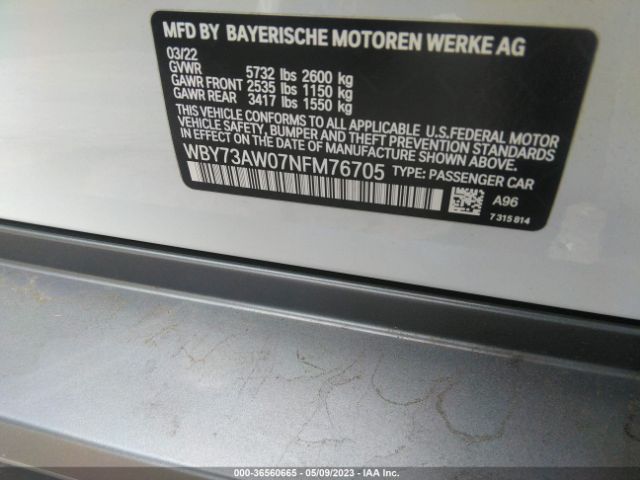 Photo 8 VIN: WBY73AW07NFM76705 - BMW I4 