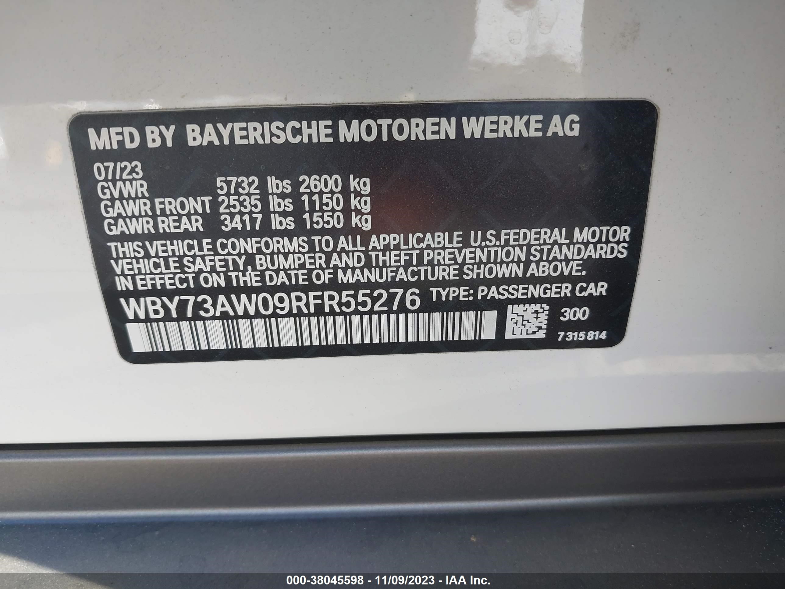 Photo 8 VIN: WBY73AW09RFR55276 - BMW I4 