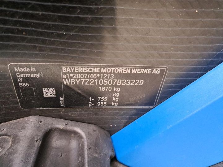 Photo 8 VIN: WBY7Z210507B33229 - BMW I3 