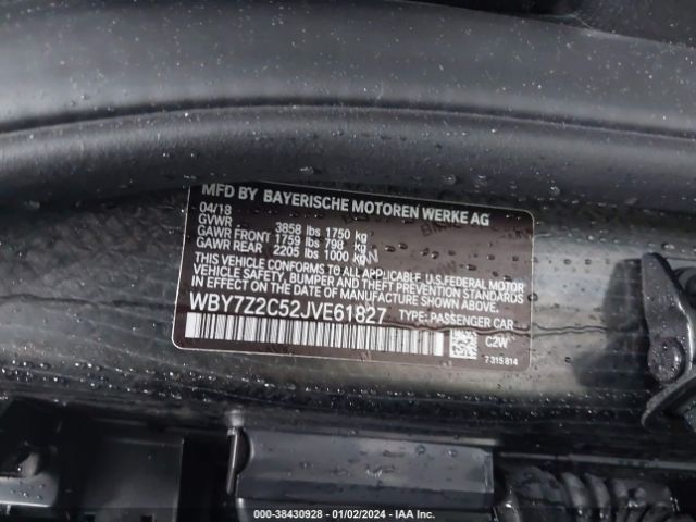 Photo 8 VIN: WBY7Z2C52JVE61827 - BMW I3 