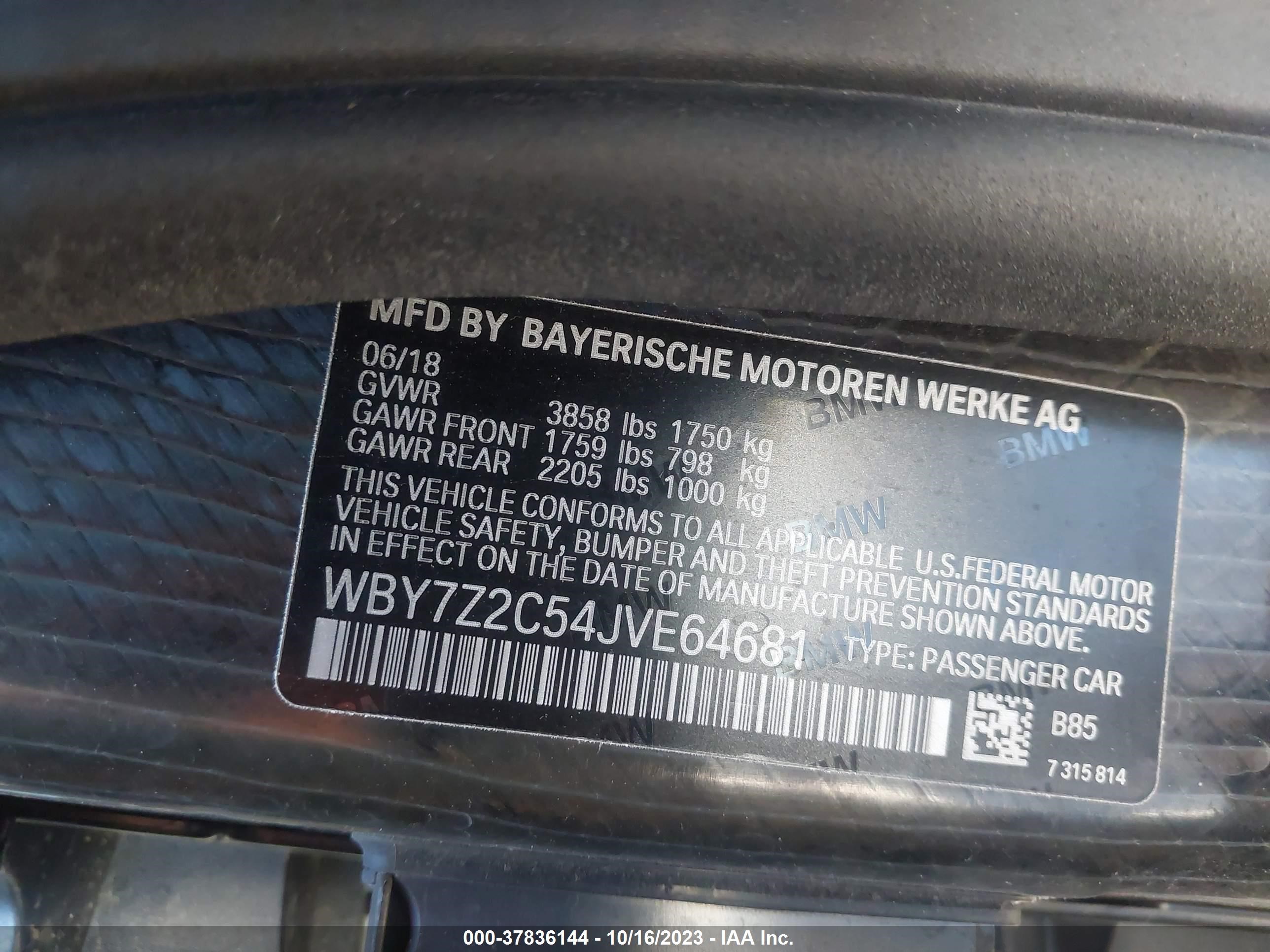 Photo 8 VIN: WBY7Z2C54JVE64681 - BMW I3 