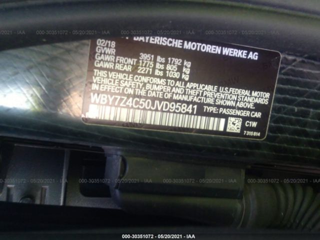 Photo 8 VIN: WBY7Z4C50JVD95841 - BMW I3 