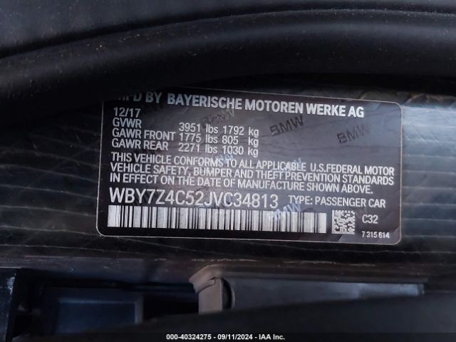 Photo 8 VIN: WBY7Z4C52JVC34813 - BMW I3 