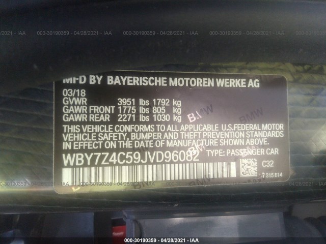 Photo 8 VIN: WBY7Z4C59JVD96082 - BMW I3 