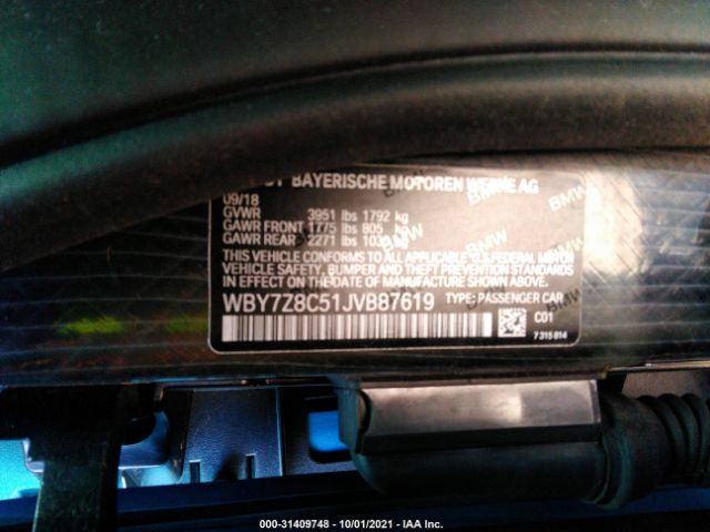 Photo 8 VIN: WBY7Z8C51JVB87619 - BMW I3 