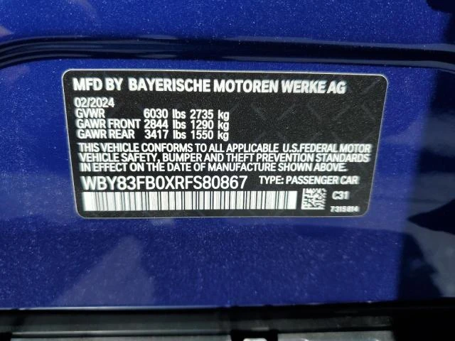 Photo 11 VIN: WBY83FB0XRFS80867 - BMW I4 XDRIVE 