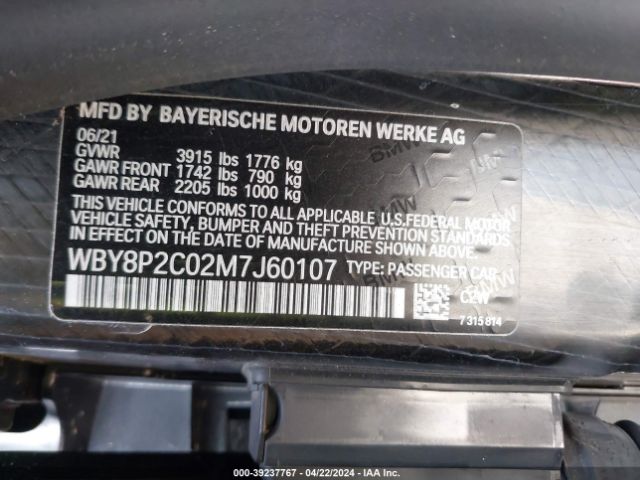 Photo 8 VIN: WBY8P2C02M7J60107 - BMW I3 