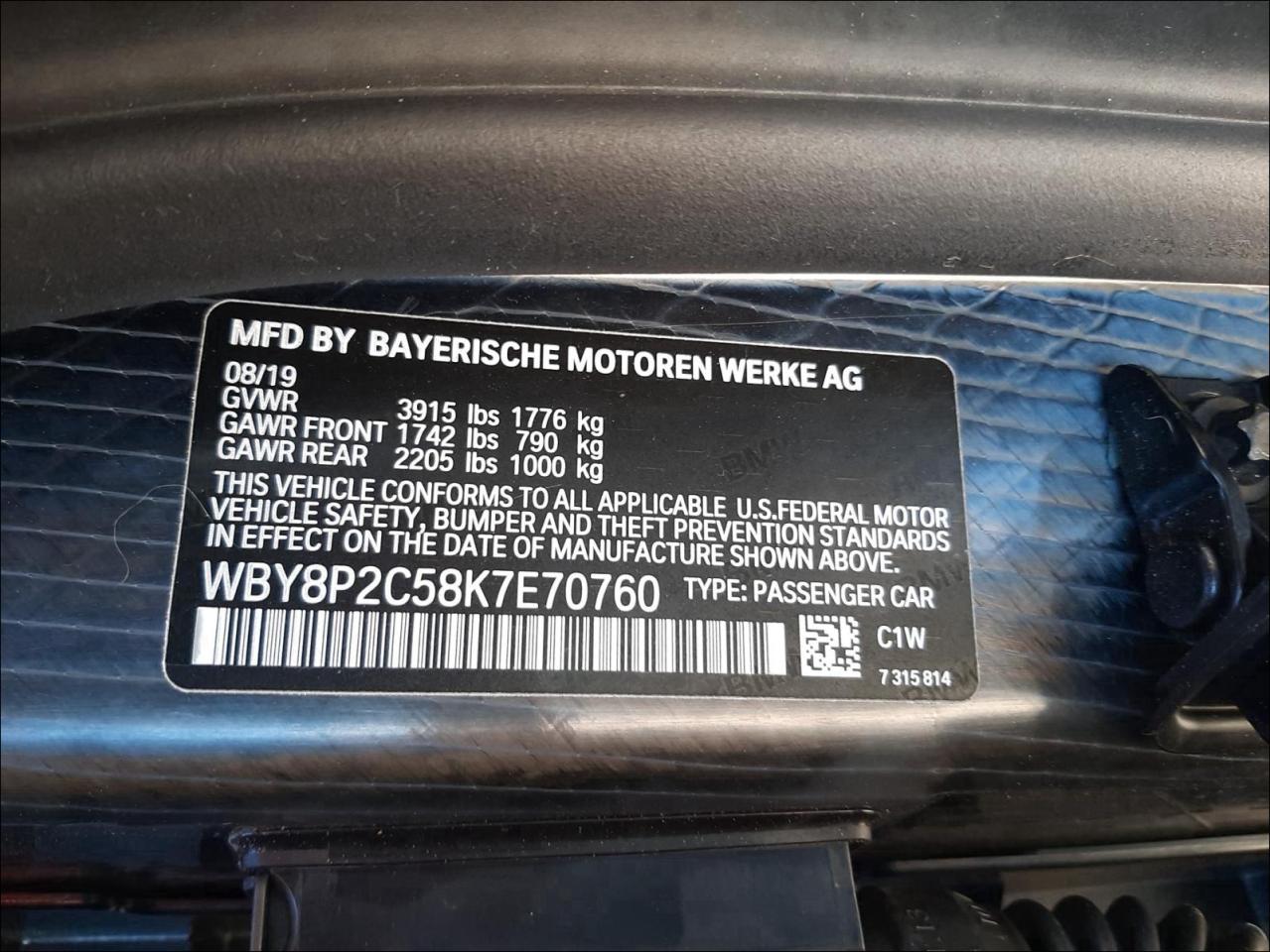 Photo 9 VIN: WBY8P2C58K7E70760 - BMW I3 BEV 