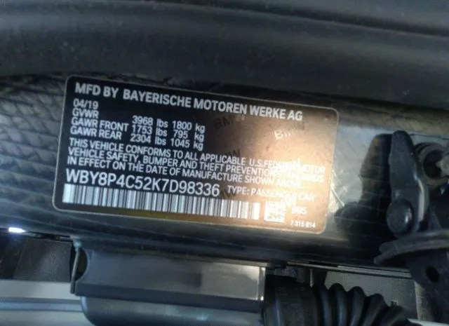 Photo 8 VIN: WBY8P4C52K7D98336 - BMW I3 