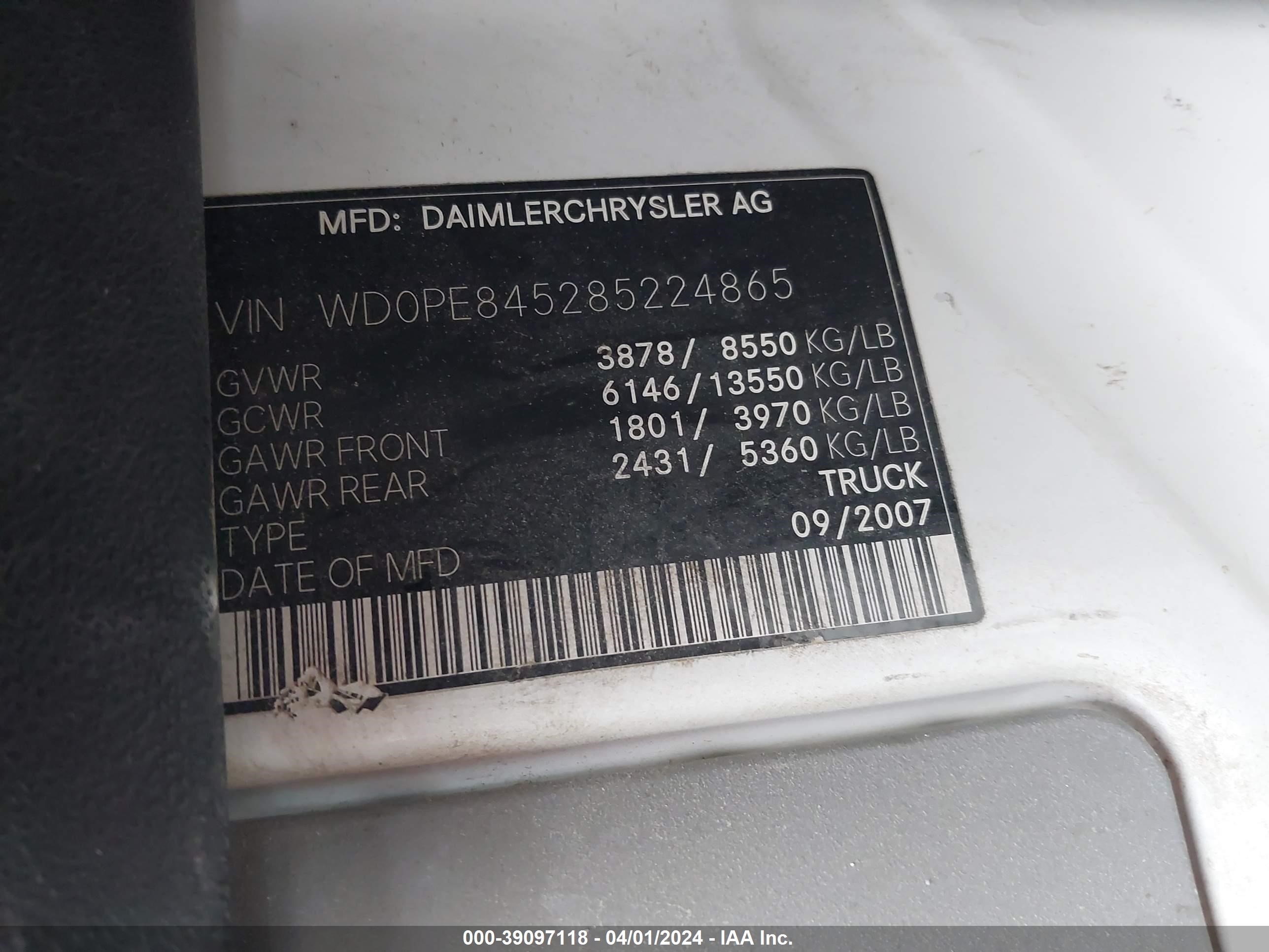 Photo 8 VIN: WD0PE845285224865 - DODGE SPRINTER 