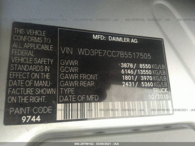 Photo 8 VIN: WD3PE7CC7B5517505 - MERCEDES-BENZ SPRINTER CARGO VANS 