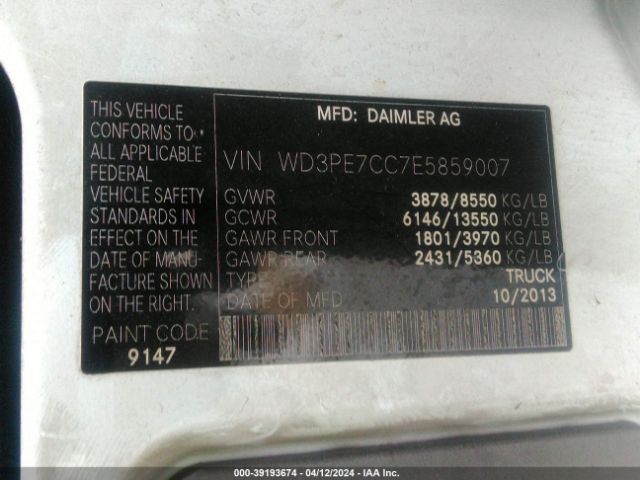 Photo 8 VIN: WD3PE7CC7E5859007 - MERCEDES-BENZ SPRINTER 