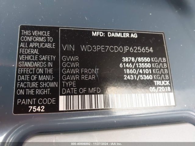 Photo 8 VIN: WD3PE7CD0JP625654 - MERCEDES-BENZ SPRINTER 