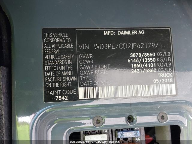 Photo 8 VIN: WD3PE7CD2JP621797 - MERCEDES-BENZ SPRINTER 