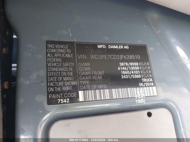 Photo 8 VIN: WD3PE7CD2JP628510 - MERCEDES-BENZ SPRINTER 