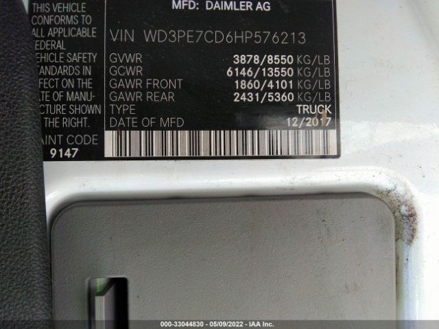 Photo 8 VIN: WD3PE7CD6HP576213 - MERCEDES-BENZ SPRINTER CARGO VAN 