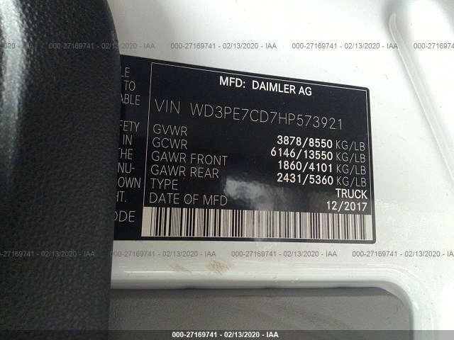 Photo 8 VIN: WD3PE7CD7HP573921 - MERCEDES-BENZ SPRINTER CARGO VAN 