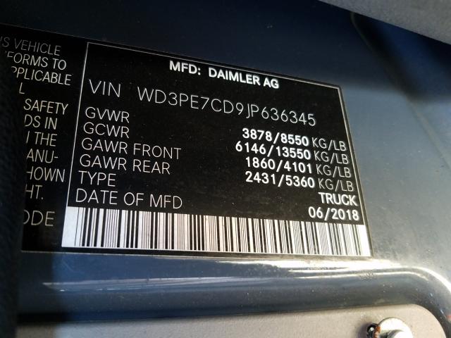 Photo 9 VIN: WD3PE7CD9JP636345 - MERCEDES-BENZ SPRINTER 2 