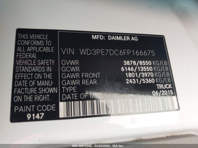 Photo 8 VIN: WD3PE7DC6FP166675 - MERCEDES-BENZ SPRINTER 2500 