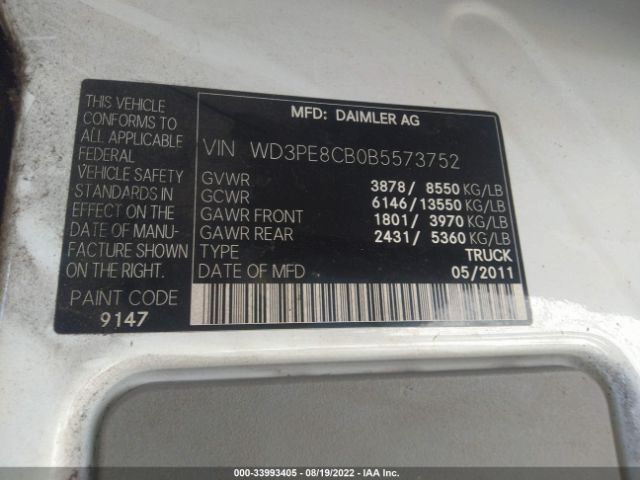 Photo 8 VIN: WD3PE8CB0B5573752 - MERCEDES-BENZ SPRINTER CARGO VANS 