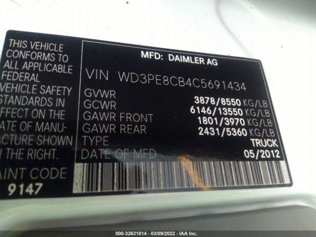 Photo 8 VIN: WD3PE8CB4C5691434 - MERCEDES-BENZ SPRINTER CARGO VANS 