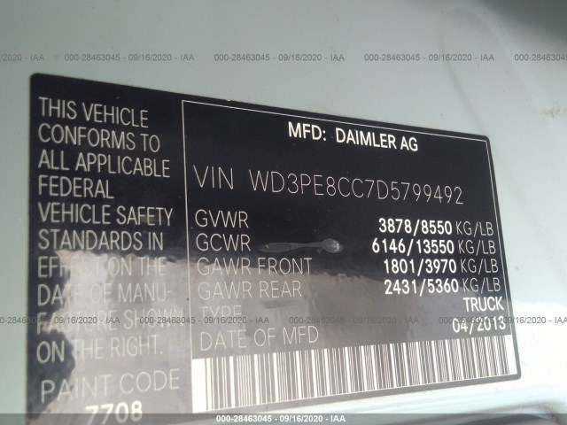 Photo 8 VIN: WD3PE8CC7D5799492 - MERCEDES-BENZ SPRINTER CARGO VANS 