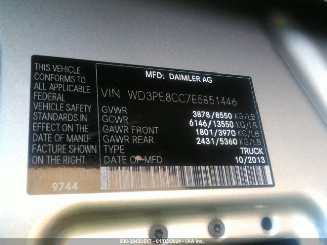 Photo 8 VIN: WD3PE8CC7E5851446 - MERCEDES-BENZ SPRINTER 2500 