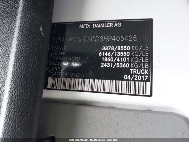 Photo 8 VIN: WD3PE8CD3HP405425 - MERCEDES-BENZ SPRINTER 2500 