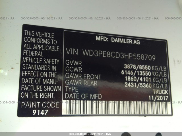 Photo 8 VIN: WD3PE8CD3HP558709 - MERCEDES-BENZ SPRINTER CARGO VAN 