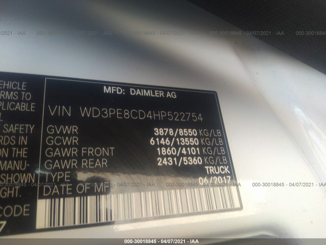 Photo 8 VIN: WD3PE8CD4HP522754 - MERCEDES-BENZ SPRINTER CARGO VAN 