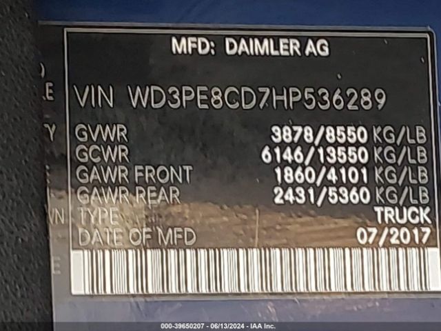 Photo 8 VIN: WD3PE8CD7HP536289 - MERCEDES-BENZ SPRINTER 