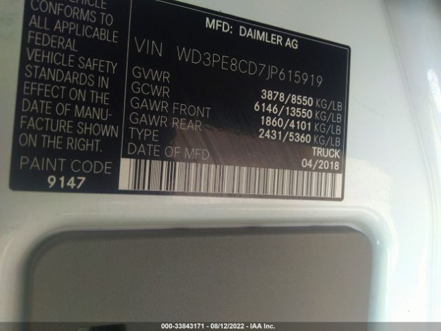 Photo 8 VIN: WD3PE8CD7JP615919 - MERCEDES-BENZ SPRINTER CARGO VAN 