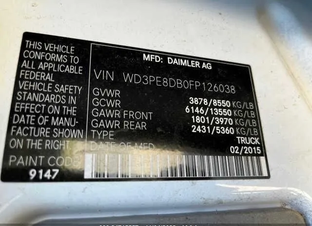 Photo 8 VIN: WD3PE8DB0FP126038 - MERCEDES-BENZ SPRINTER 