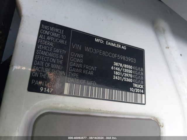 Photo 8 VIN: WD3PE8DC0F5983903 - MERCEDES-BENZ SPRINTER 