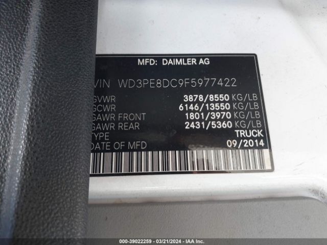 Photo 8 VIN: WD3PE8DC9F5977422 - MERCEDES-BENZ SPRINTER 2500 