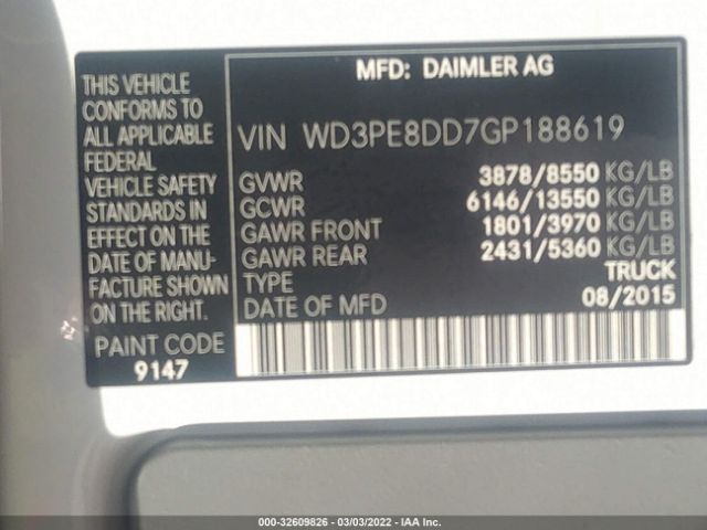 Photo 8 VIN: WD3PE8DD7GP188619 - MERCEDES-BENZ SPRINTER CARGO VANS 