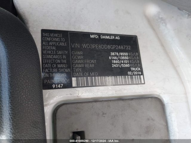 Photo 8 VIN: WD3PE8DD8GP248732 - MERCEDES-BENZ SPRINTER 